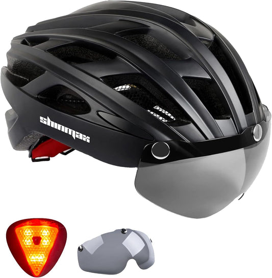 Bike Helmet, CPSC/CPC Bike Helmet for Adult Men Women with Magnetic Goggles&Led Back Light Cycling Helmet Adjustable SM-T69