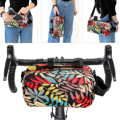 Bike Handlebar Bag, Bike Basket Front, Bicycle Front Bag, Waterproof Bike Frame Bag with Shoulder Strap Bike Storage Bag Shoulder Bag for Men Women Kids Outdoor Road MTB Cycling