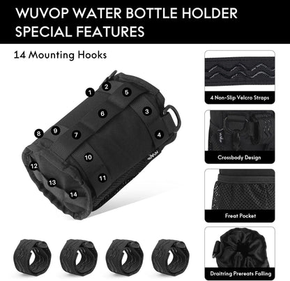 Bike Cup Holder, Water Bottle Holder Handlebar with Mesh Pockets, Universal Cycl