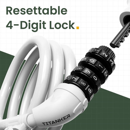 Bike Lock, Bicycle Lock 4 Feet Cable Lock 1/2 Inch Resettable Bike Lock Combination with Mounting Bracket, Bike Accessories for Bicycle, Electric Scooter, Motorcycle