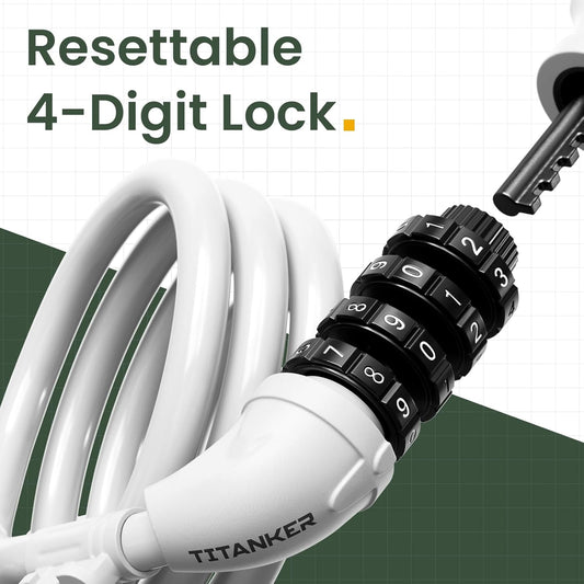 Bike Lock, Bicycle Lock 4 Feet Cable Lock 1/2 Inch Resettable Bike Lock Combination with Mounting Bracket, Bike Accessories for Bicycle, Electric Scooter, Motorcycle