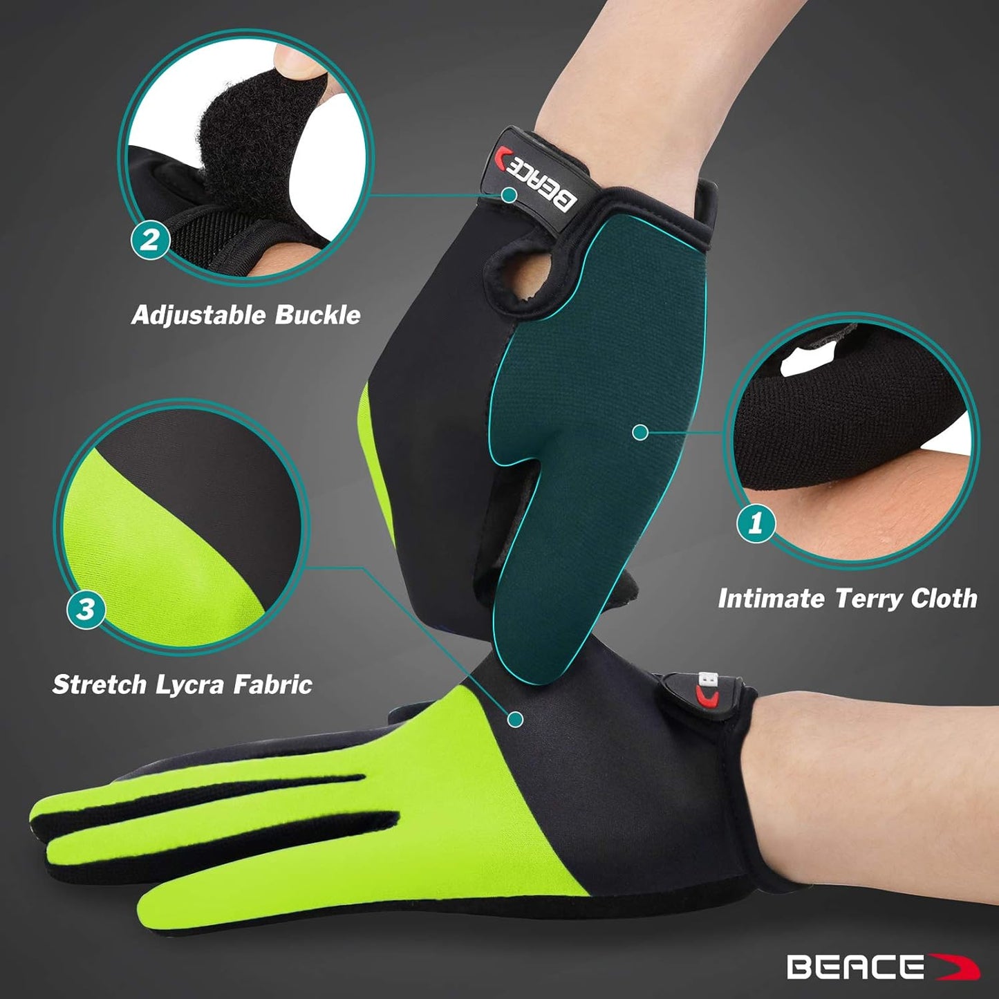 Cycling Bike Biking Gloves for Women(Colorful Night Glow) with Touch Screen-Full Finger Workout Road Mountain Bike Gloves Anti-Slip Silicone Palm