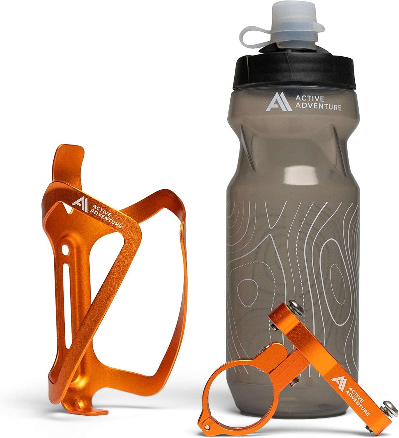 Bike Water Bottle Holder with Bottle Combo Mount Cage Rack No Screws Mountain Bicycle Accessories, for Sport Outdoor Cycling, MTB Road, Universal Cup Holder, Durable Alloy Kids, Adults (Black)