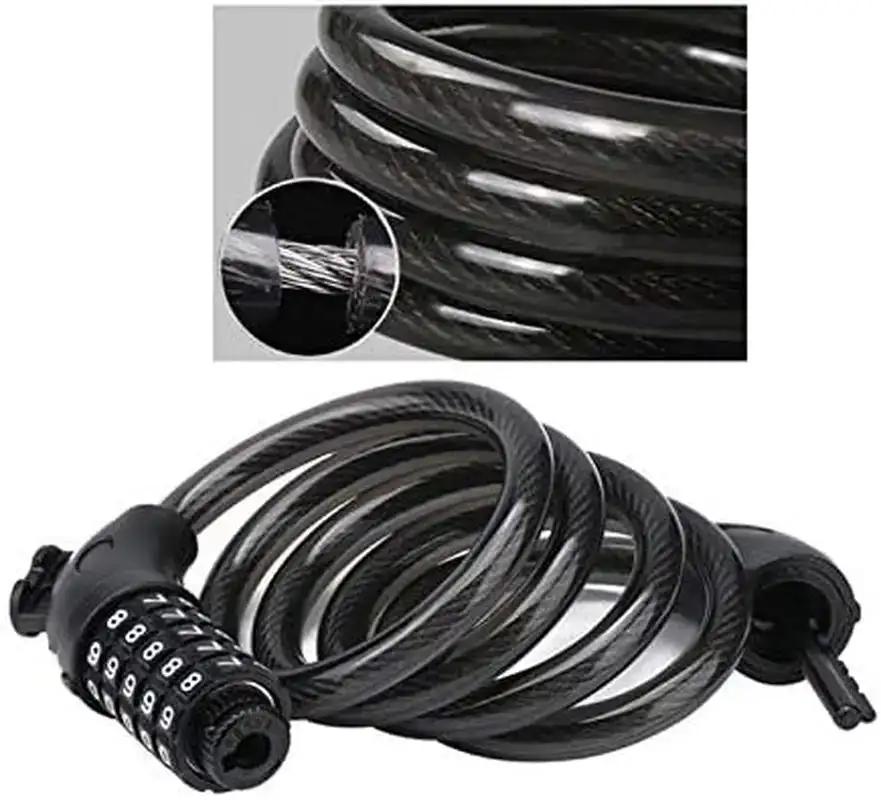 Close-up of the 5-digit combination dial on the bike cable lock