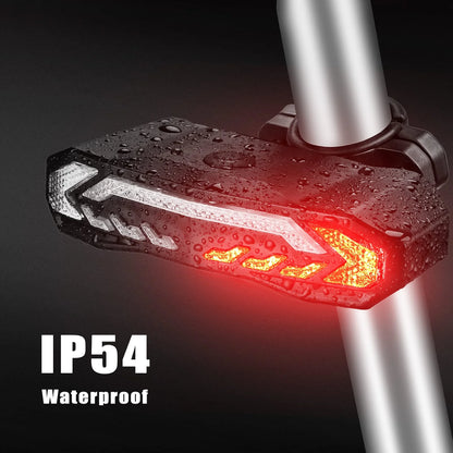 5-In-1 Bicycles Tail Light Alarm Rechargeable for Night Ride with Turn Signals Brake Light and Remote Control