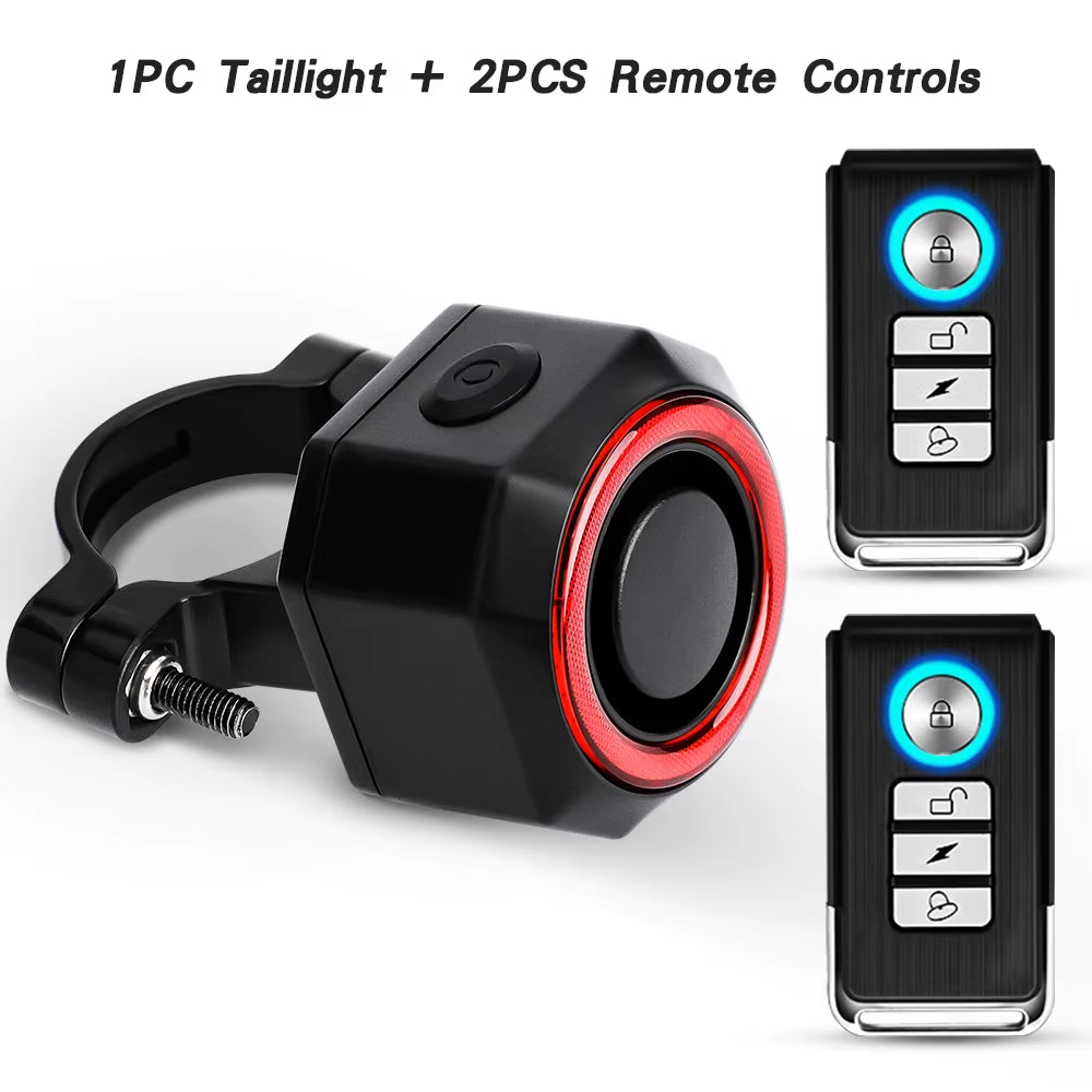 Bicycle Alarm Waterproof USB Charging Burglar Taillight Remote Control Motorcycle Alarm Security Protection 110Db