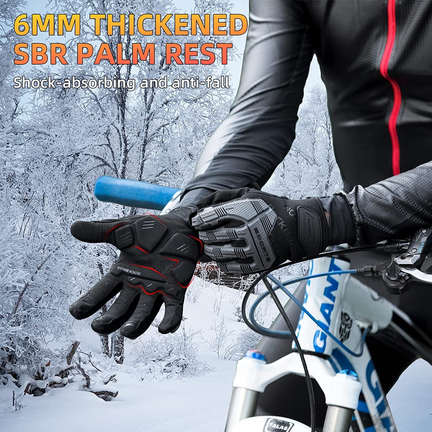 Mountain Bike Gloves with Gel Pad Touch Screen Knuckle Protection for BMX MX ATV MTB Racing Black