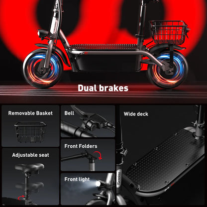 iScooter F2 Electric Scooter with Seat 10" Pneumatic Tire