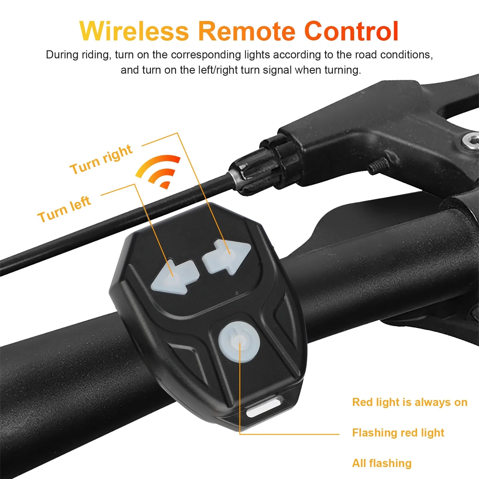 Bike Turn Signals Light, 100LM 5-In-1 Smart Bright Bike Rear Tail Lamp IPX2 USB Charge Waterproof Safety Cycle Night Light