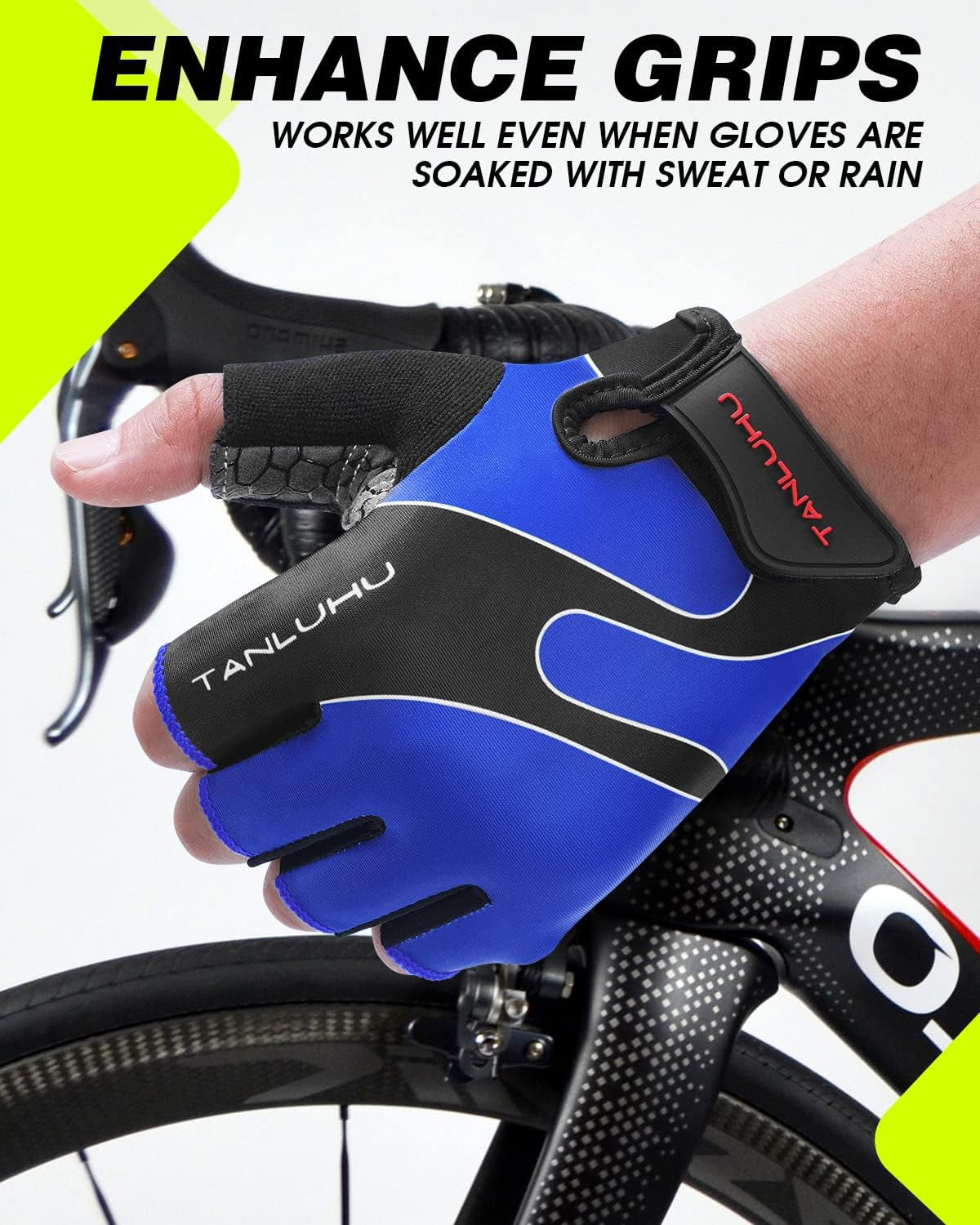 Cycling Gloves - Mountain Bike Half Finger Road Riding Gloves, Breathable, Shock-Absorbing, for Men and Women