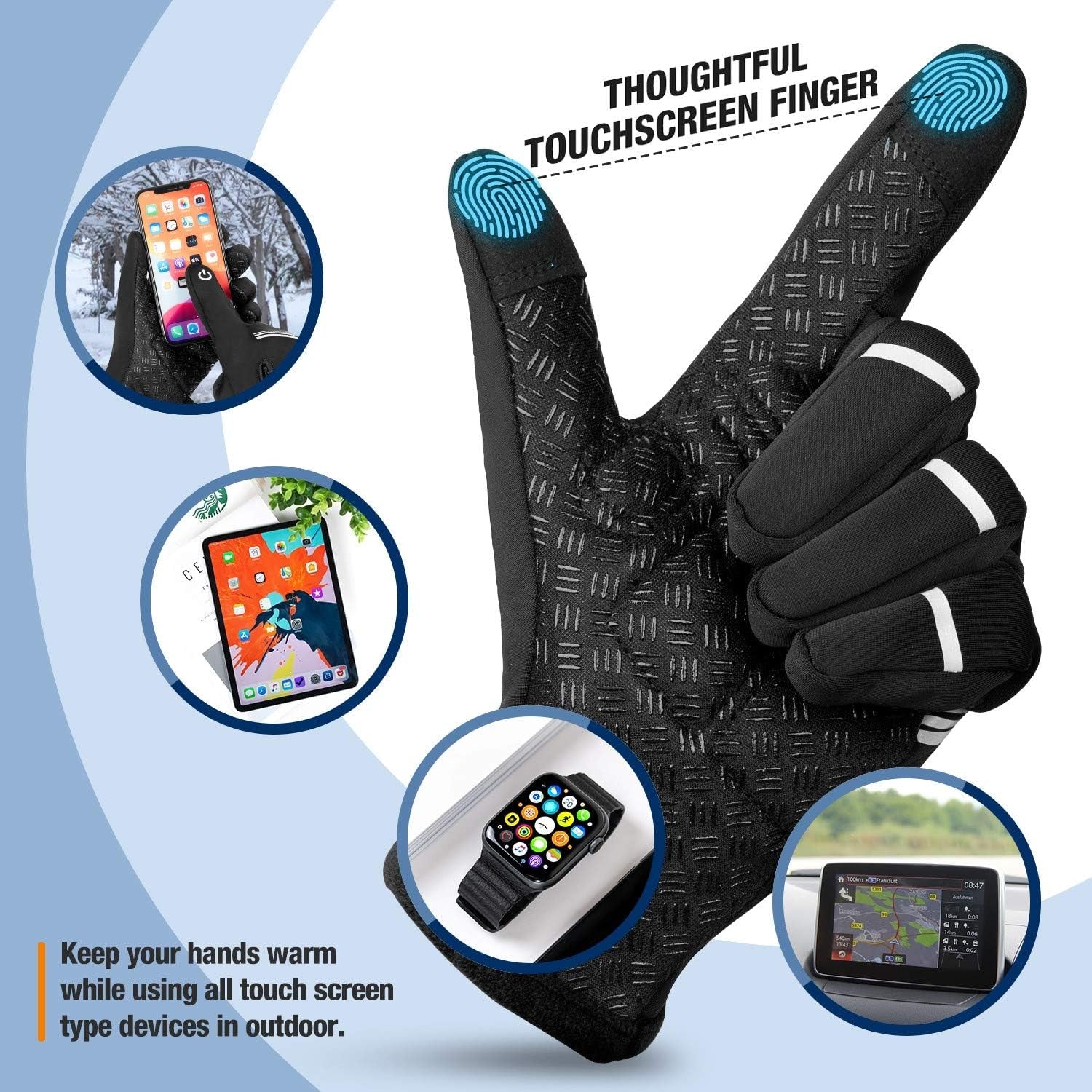Winter Cycling Gloves for Men and Women - Thermal Full Finger Bike Gloves - Touch Screen Windproof Warm Non-Slip Road Mountain Bicycle Gloves for Running,Driving,Hiking,And Skiing