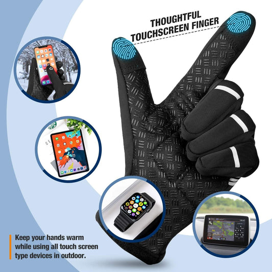 Winter Cycling Gloves for Men and Women - Thermal Full Finger Bike Gloves - Touch Screen Windproof Warm Non-Slip Road Mountain Bicycle Gloves for Running,Driving,Hiking,And Skiing