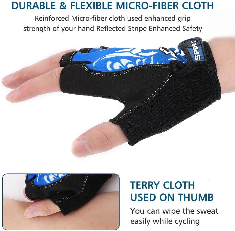 Cycling Gloves for Women Men, Half Finger Bike Gloves, Road Bicycle Gloves, Shock-Absorbing Anti-Slip Breathable Motorcycle Mountain Bike Gloves for Men Women Adults