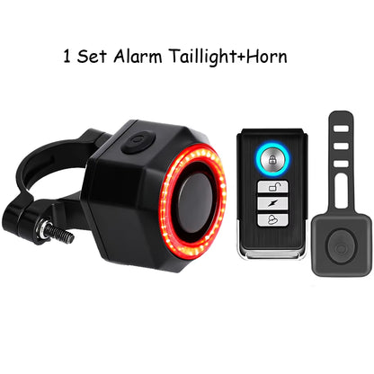Bicycle Alarm Waterproof USB Charging Burglar Taillight Remote Control Motorcycle Alarm Security Protection 110Db