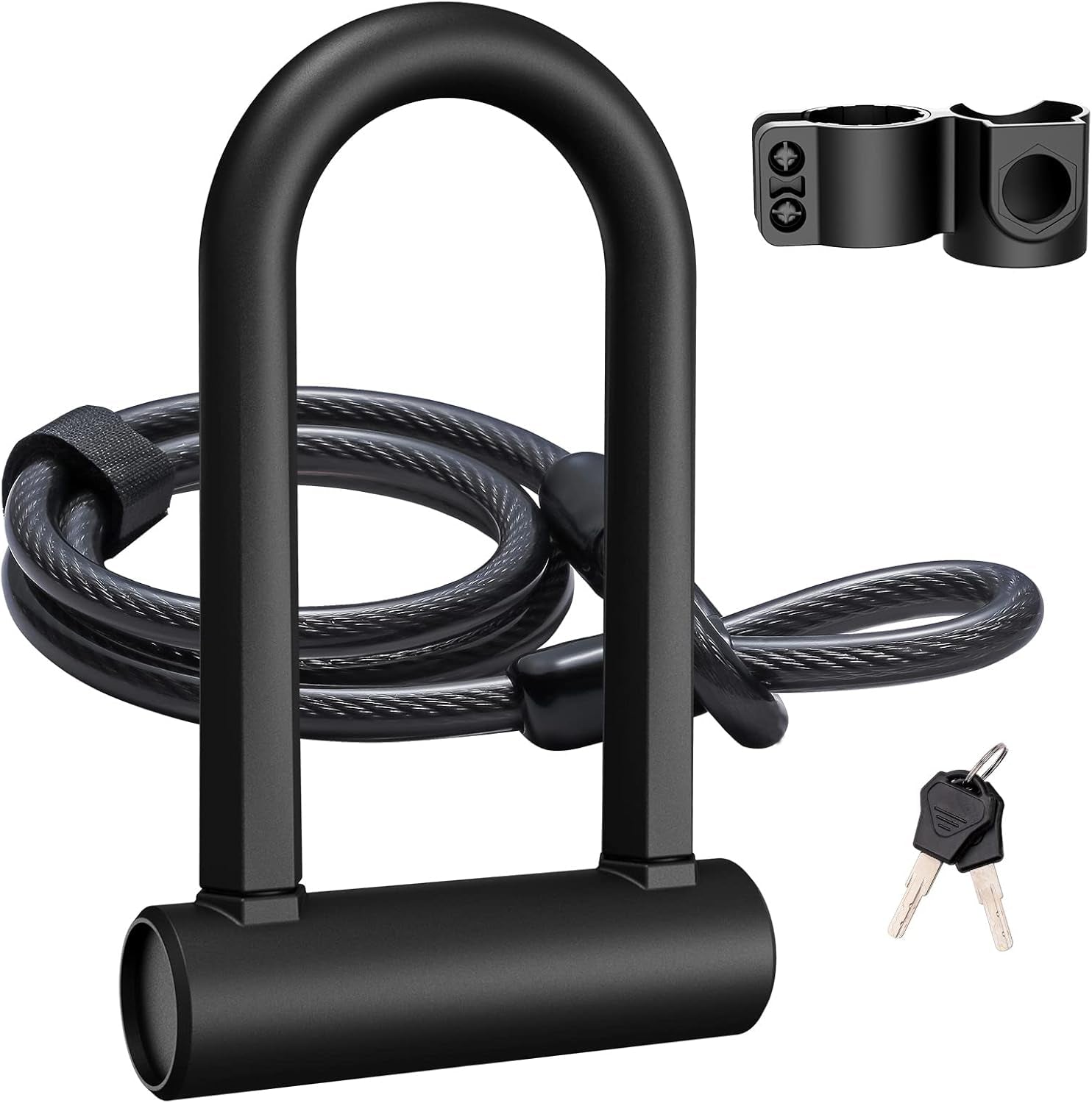 Bike U Lock Heavy Duty Bike Lock Bicycle U Lock, 16Mm Shackle and 4Ft/6Ft Length Security Cable with Sturdy Mounting Bracket for Bicycle, Motorcycle and More