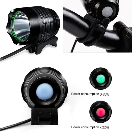 -2400 Lumens(1200Lmx2) Mountain Bike Headlight Bike Light -Rechargeable 8.4V ABS Waterproof Battey Pack-Free USB Biketaillight Bonus -NO Tool Required