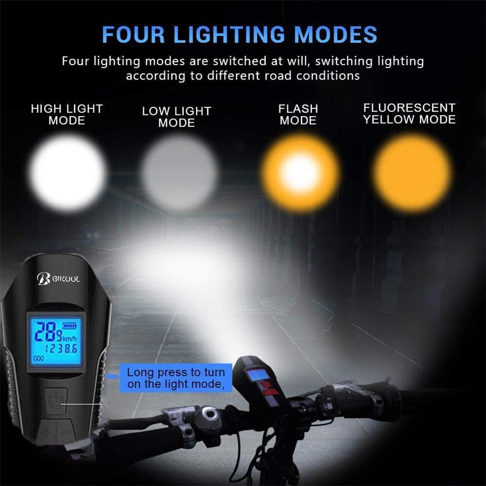 Bike Light Set,Bicycle Headlight with Horn and Speedometer Odometer,Usb Rechargeable Bike Front Light and Tail Light,Fits All Mountain & Road Bike