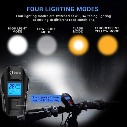 Bike Light Set,Bicycle Headlight with Horn and Speedometer Odometer,Usb Rechargeable Bike Front Light and Tail Light,Fits All Mountain & Road Bike