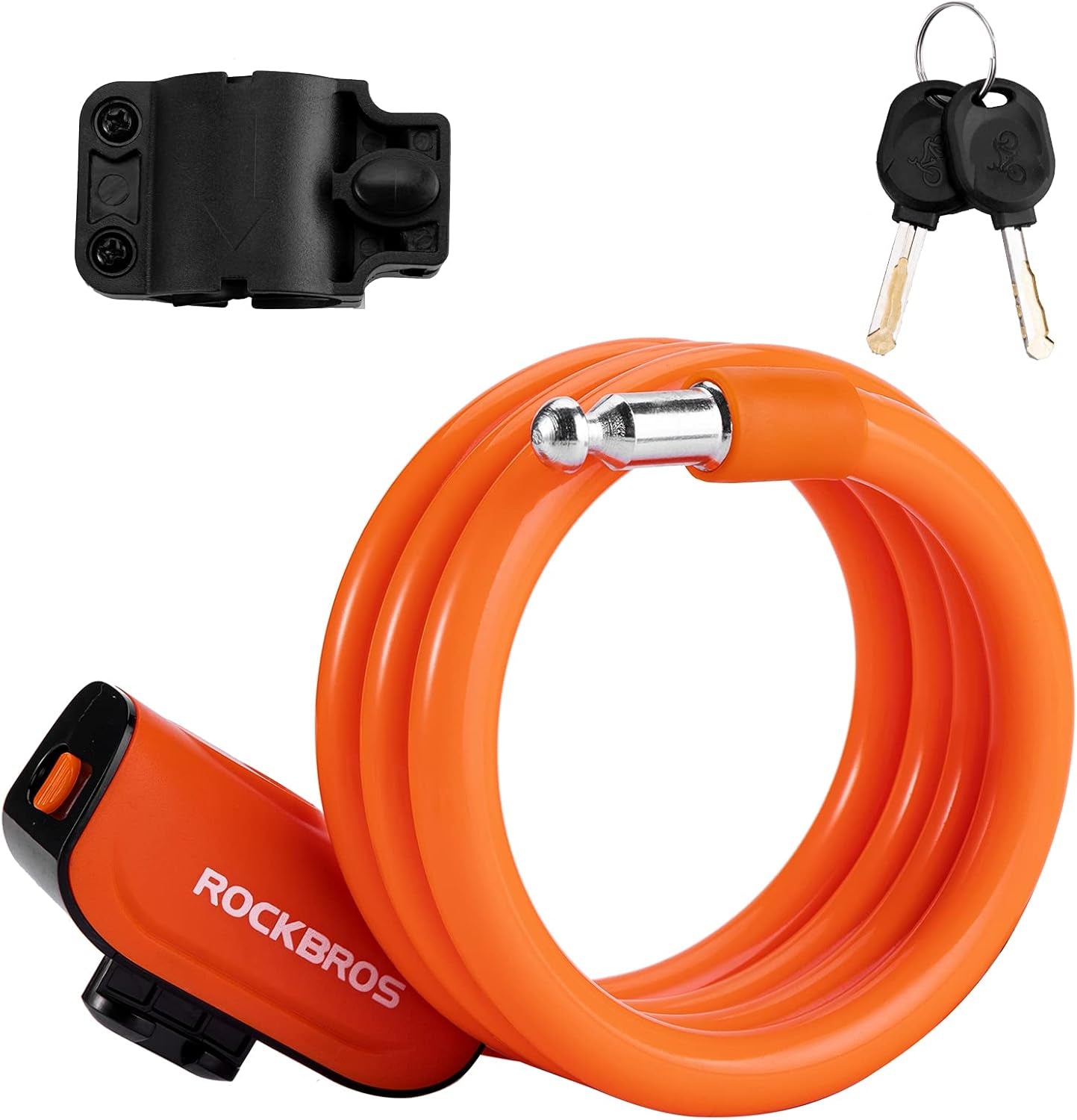 Bike Lock Cable 4 Feet Bicycle Cable Lock with Mounting Bracket 2 Secure Keys 1/2 Inch Diameter (Matte)