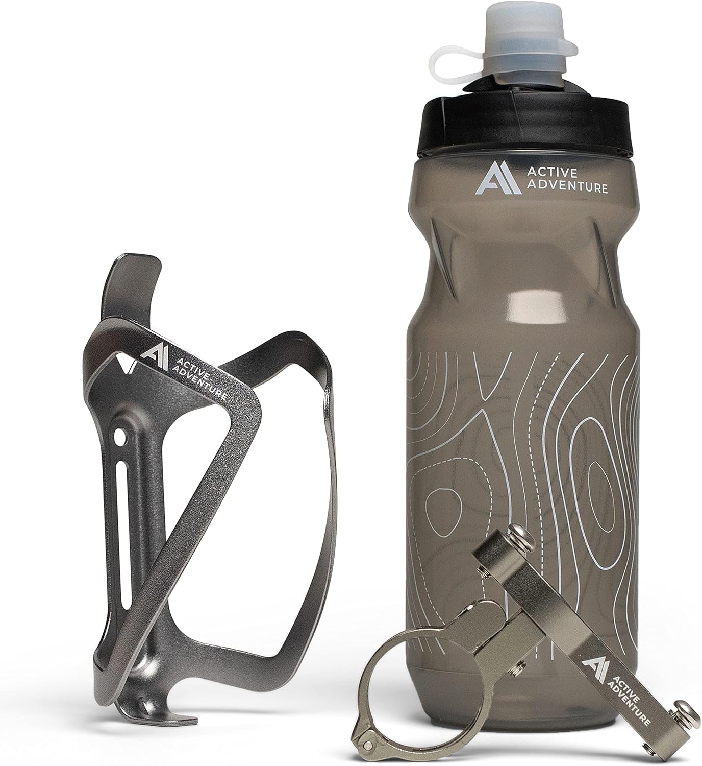 Bike Water Bottle Holder with Bottle Combo Mount Cage Rack No Screws Mountain Bicycle Accessories, for Sport Outdoor Cycling, MTB Road, Universal Cup Holder, Durable Alloy Kids, Adults (Black)