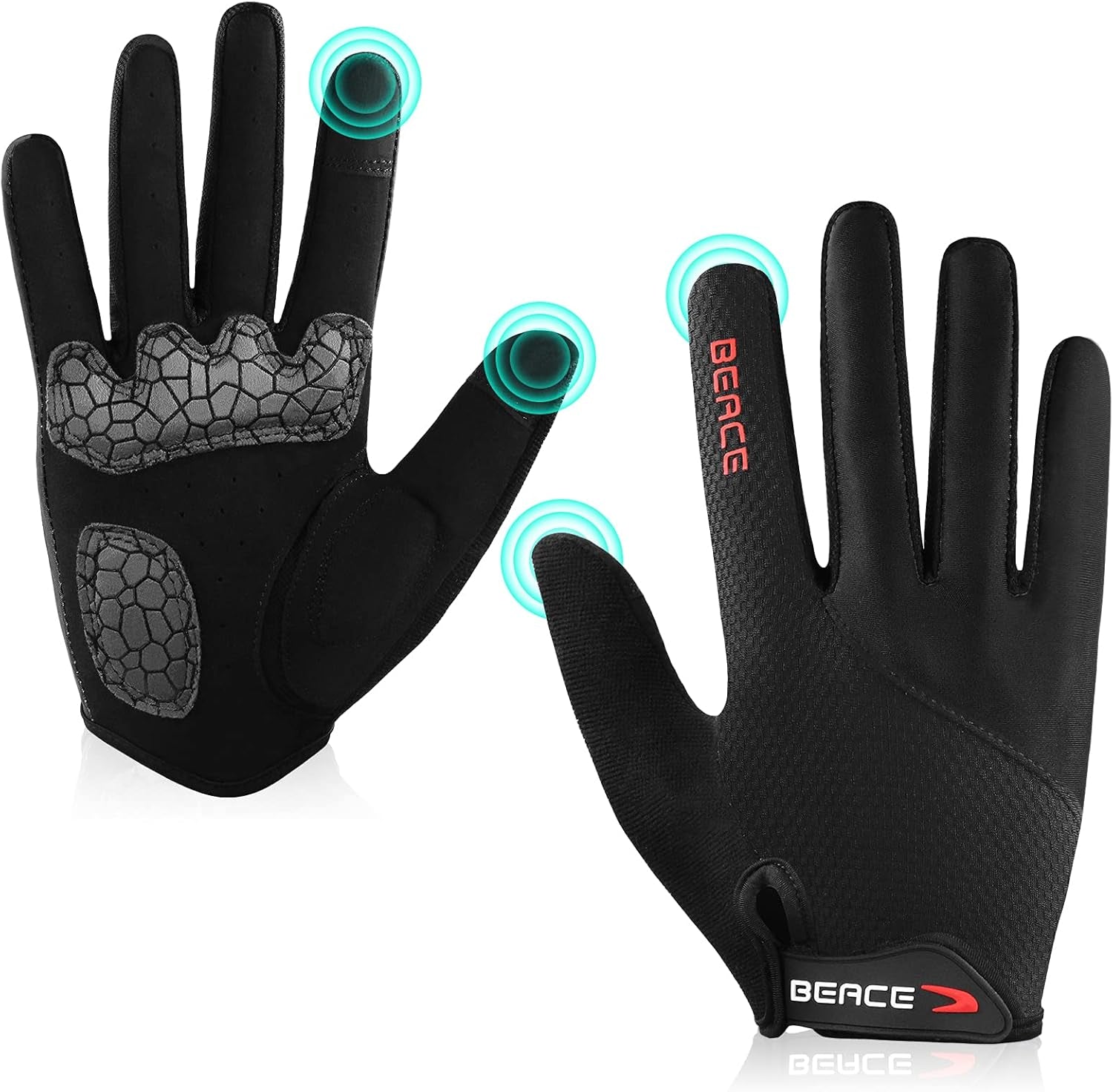 Cycling Bike Biking Gloves for Women(Colorful Night Glow) with Touch Screen-Full Finger Workout Road Mountain Bike Gloves Anti-Slip Silicone Palm