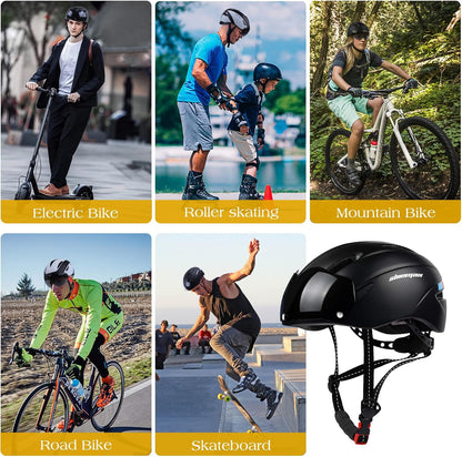 Bike Helmet for Men Women, Bicycle Helmet with Detachable Magnetic Goggles Adjustable for Adult Road Biking Mountain Cycling Helmet (BC-001)