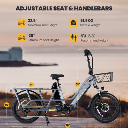 Cycrown Wagen Dual Battery Longtail Cargo Ebike