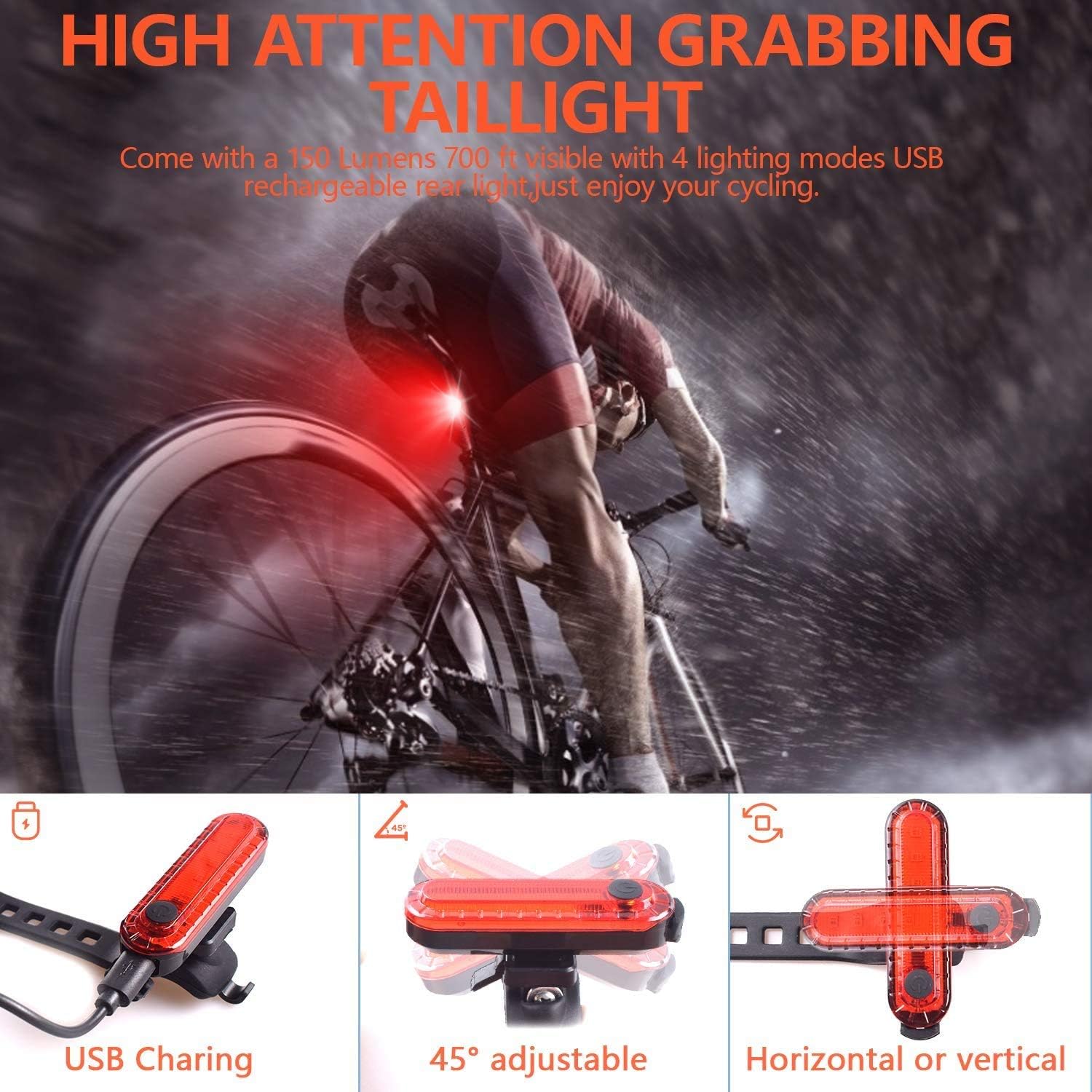 Bike Light Set,Bicycle Headlight with Horn and Speedometer Odometer,Usb Rechargeable Bike Front Light and Tail Light,Fits All Mountain & Road Bike