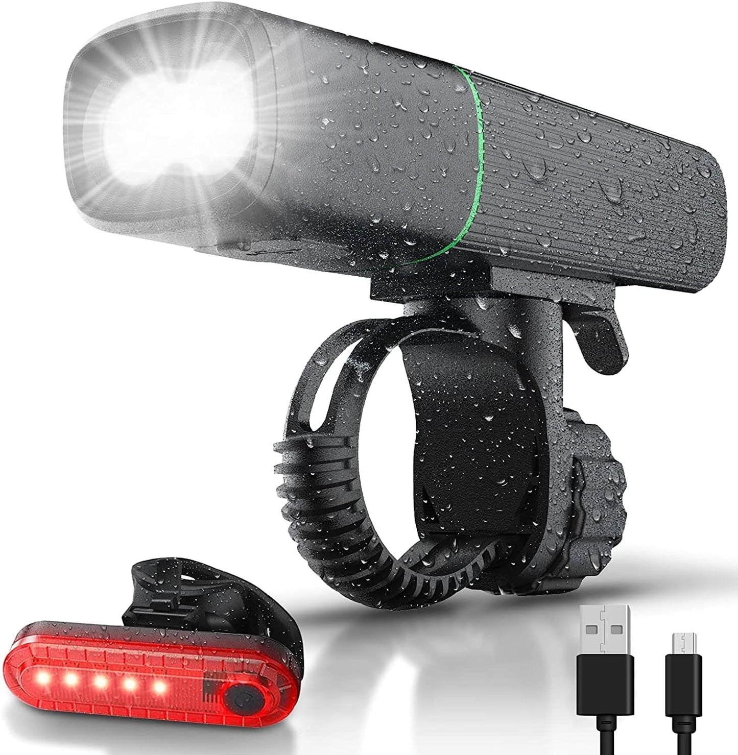Bike Lights Front and Back, USB Rechargeable Bike Light Set Bike Headlight Tail Light for Night Riding Cycling
