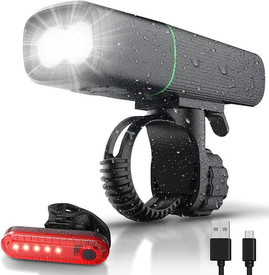 Bike Lights Front and Back, USB Rechargeable Bike Light Set Bike Headlight Tail Light for Night Riding Cycling