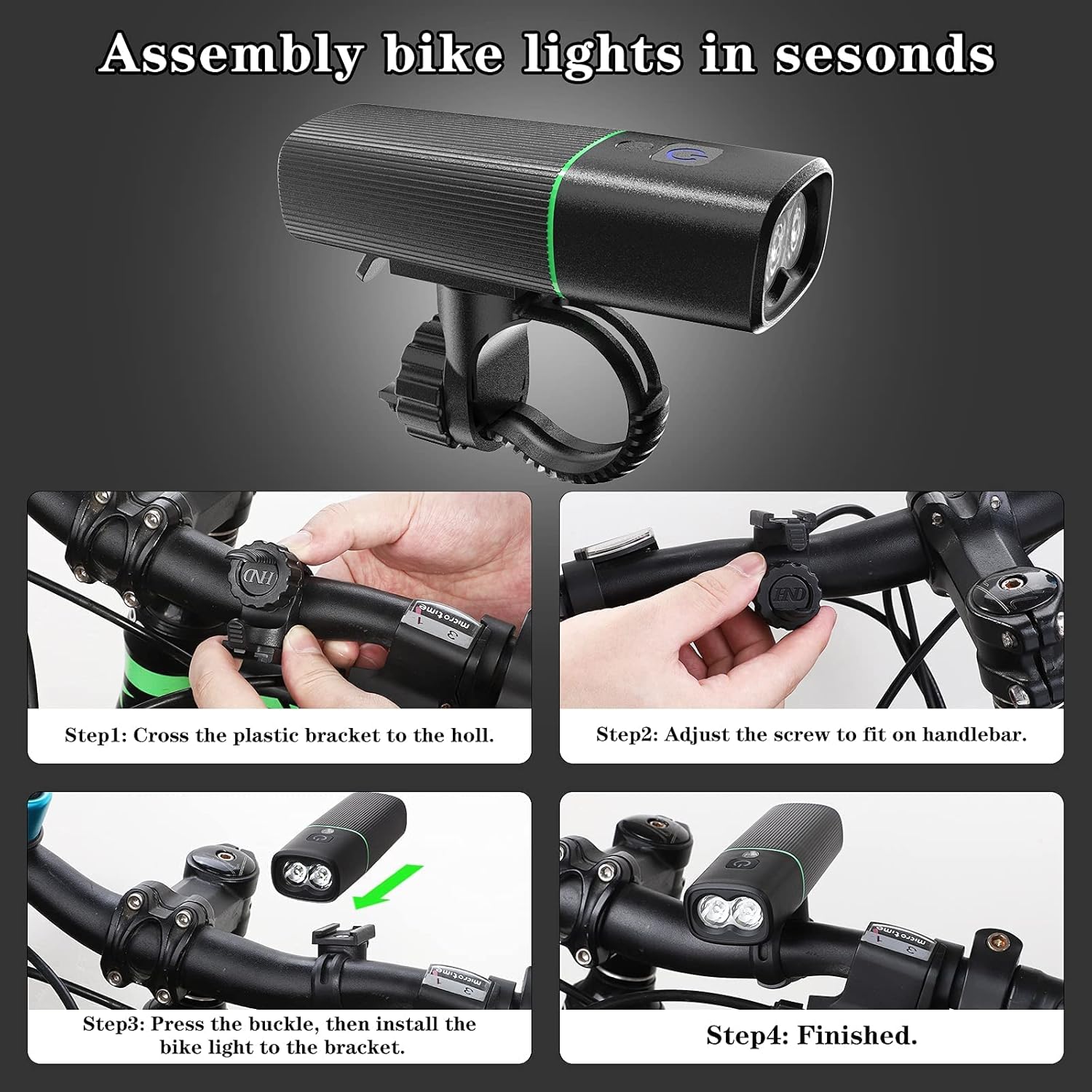 Bike Lights Front and Back, USB Rechargeable Bike Light Set Bike Headlight Tail Light for Night Riding Cycling