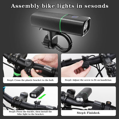 Bike Lights Front and Back, USB Rechargeable Bike Light Set Bike Headlight Tail Light for Night Riding Cycling