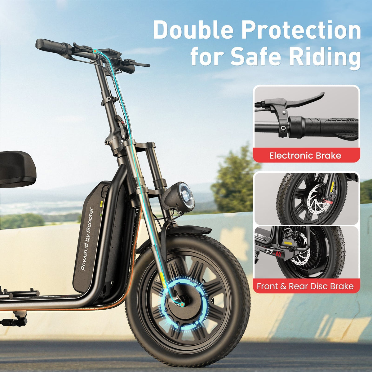 iScooter F7 Electric Scooter 1000W with Seat 28 MPH & 45 Miles – photo 7