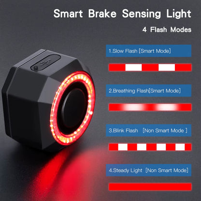 Bicycle Alarm Waterproof USB Charging Burglar Taillight Remote Control Motorcycle Alarm Security Protection 110Db