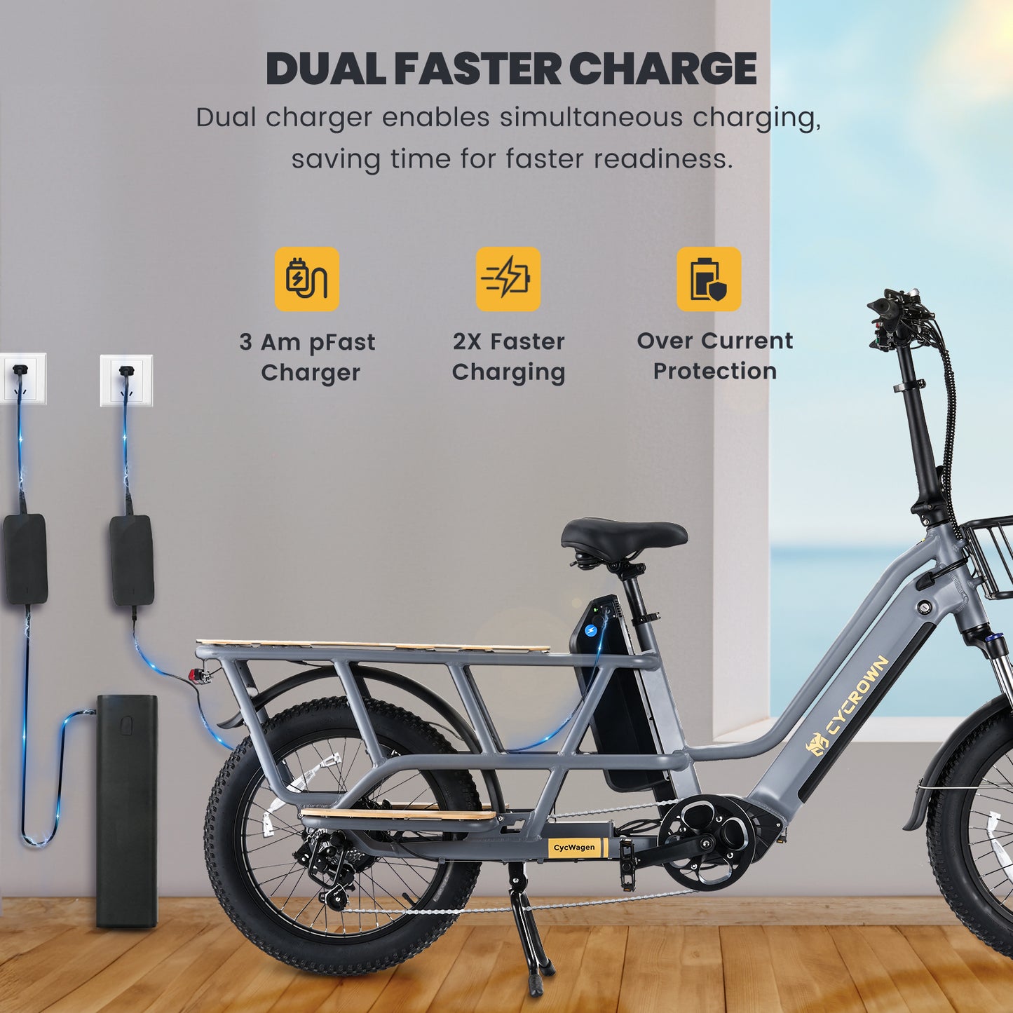 Cycrown Wagen Dual Battery Longtail Cargo Ebike