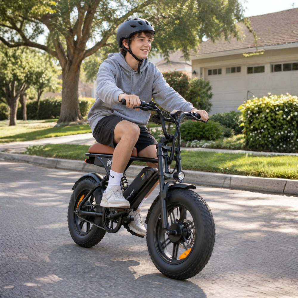 Cycrown Run Mini electric bike in green, Class 2 street-legal commuter