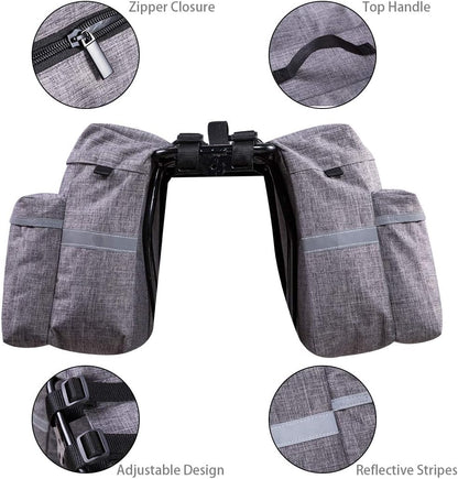 Bike Pannier Bag - 30L Bicycle Bag with Reflective Trim, Water-Resistant Bike Rear Seat Saddle Bags