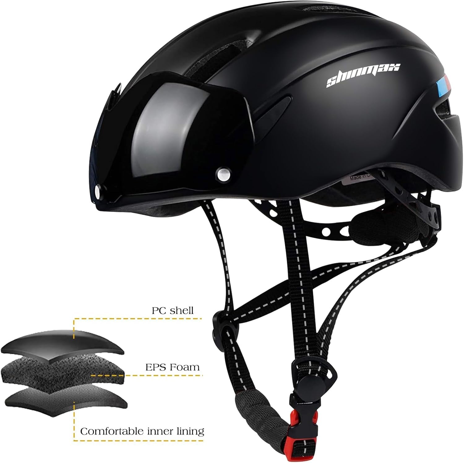 Bike Helmet for Men Women, Bicycle Helmet with Detachable Magnetic Goggles Adjustable for Adult Road Biking Mountain Cycling Helmet (BC-001)