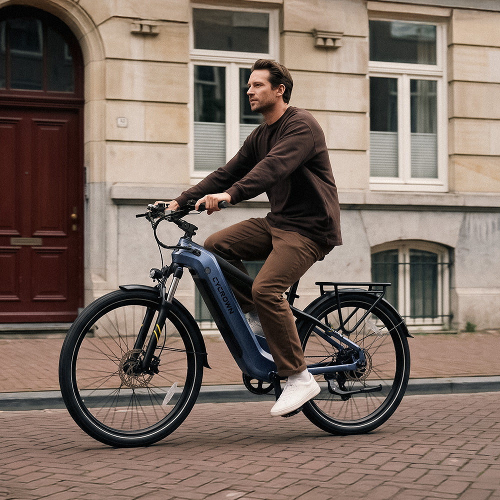 Cycrown UrbanXST electric bike riding in the city
