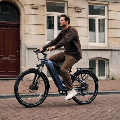 Cycrown UrbanXST electric bike riding in the city