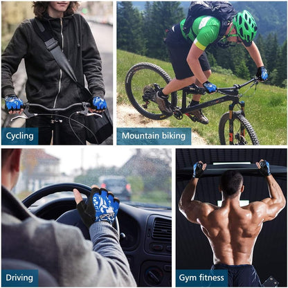 Cycling Gloves for Women Men, Half Finger Bike Gloves, Road Bicycle Gloves, Shock-Absorbing Anti-Slip Breathable Motorcycle Mountain Bike Gloves for Men Women Adults