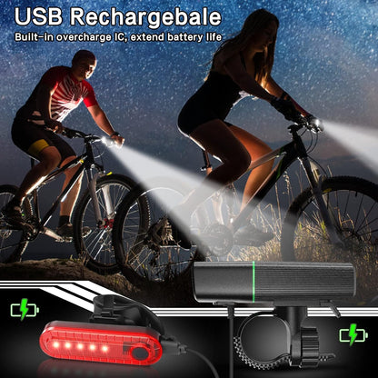 Bike Lights Front and Back, USB Rechargeable Bike Light Set Bike Headlight Tail Light for Night Riding Cycling