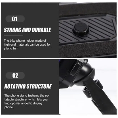Phone Holder for Bike Handlebar Rotatable Multipurpose Phone Mount Black Phone Clip for Scooter Motorcycle Space-Saving Phone