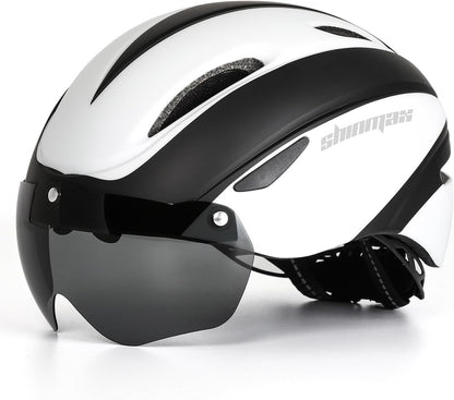 Bike Helmet for Men Women, Bicycle Helmet with Detachable Magnetic Goggles Adjustable for Adult Road Biking Mountain Cycling Helmet (BC-001)