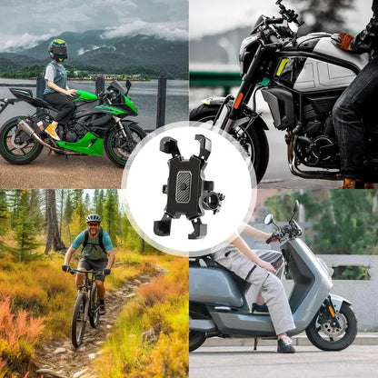 Phone Holder for Bike Handlebar Rotatable Multipurpose Phone Mount Black Phone Clip for Scooter Motorcycle Space-Saving Phone