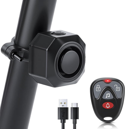 powvine 110dB rechargeable bike alarm with remote