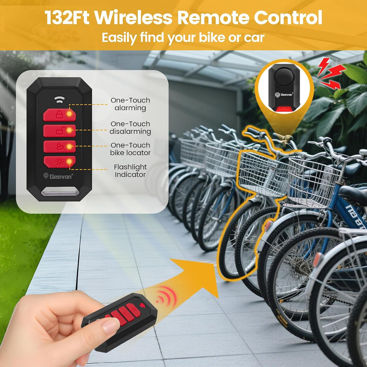 Geevon 135dB wireless bike alarm with remote – photo 3