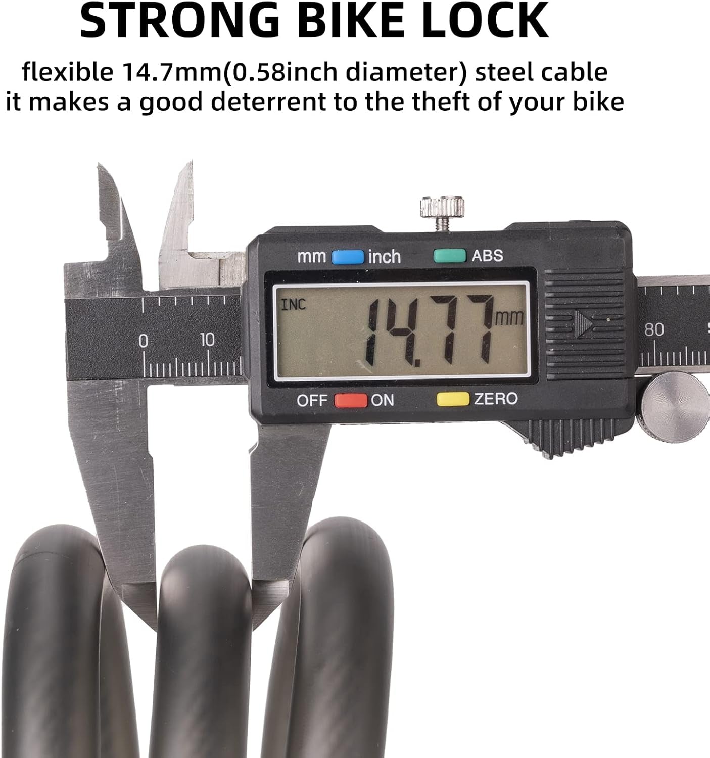 Bike Lock Cable 4 Feet Bicycle Cable Lock with Mounting Bracket 2 Secure Keys 1/2 Inch Diameter (Matte)