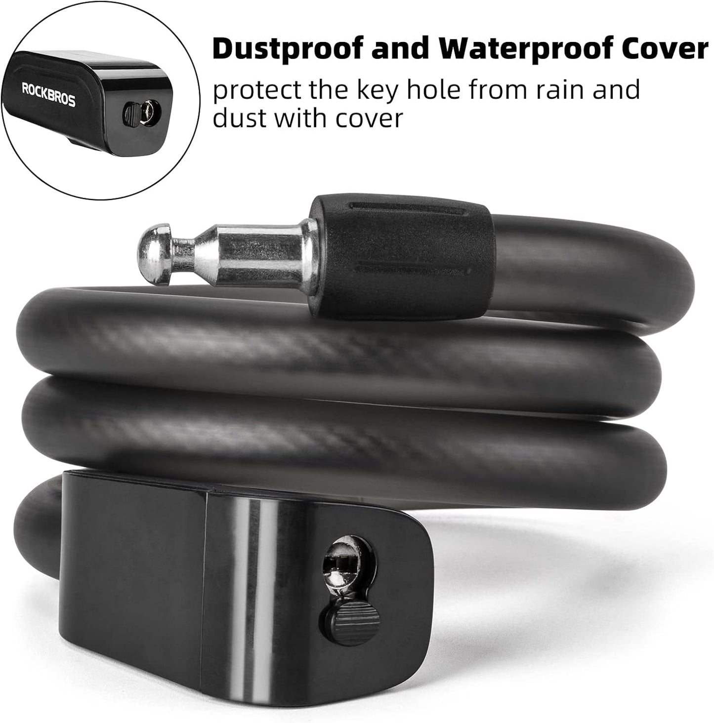 Bike Lock Cable 4 Feet Bicycle Cable Lock with Mounting Bracket 2 Secure Keys 1/2 Inch Diameter (Matte)
