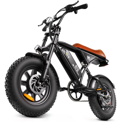 Cycrown Run Mini moped-style electric bike in black, side view